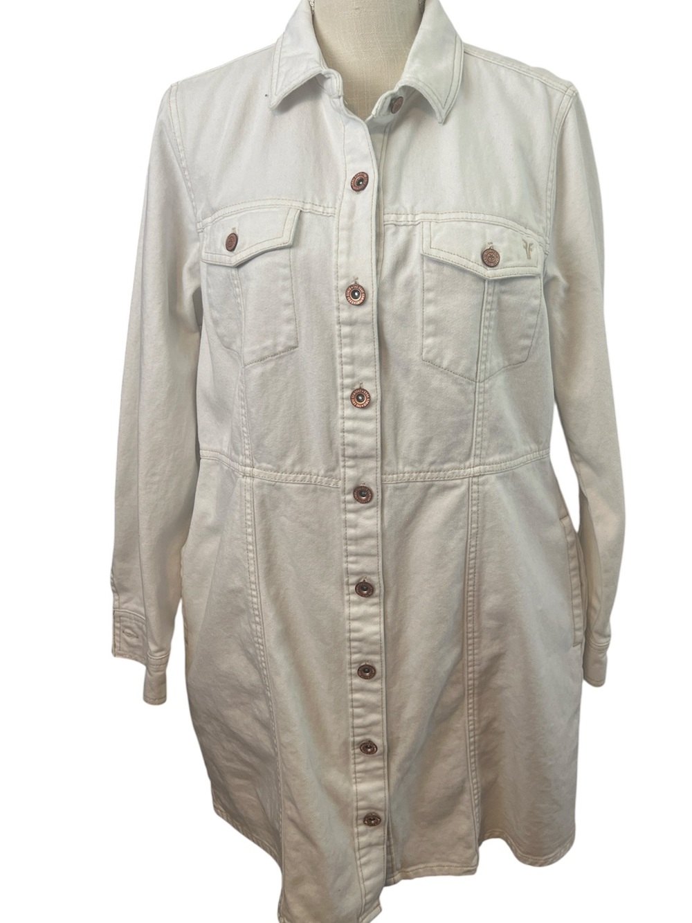 Frye Light Cream Jean Jacket/Coat Button down Size Large